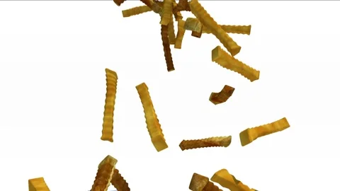 Many fried chips fall on white background, 3d animation Stock Footage 131511484