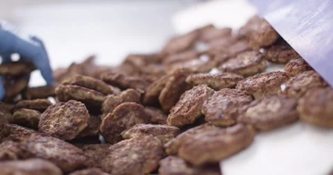 Many fried meatballs lie close together on a bright surface, Meat Industry 動画素材 340044382