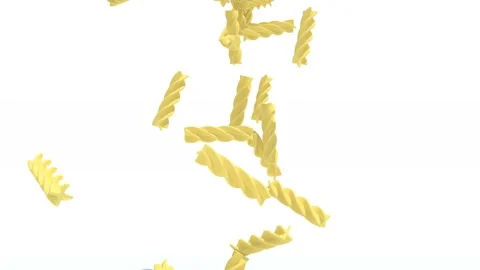 Many fusilli pasta fall on white background, 3d animation Stock Footage 131511528