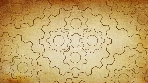 Many Gears inside gear old paper loopable Stock Footage 217257155