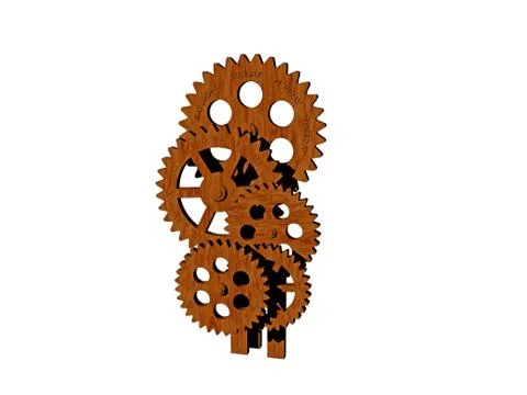 Many gears mesh with one another in a clockwork Stock Illustration