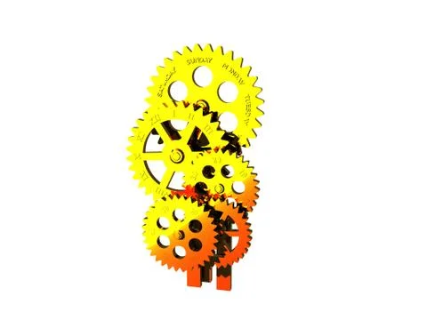 Many gears mesh with one another in a clockwork Illustrazione stock