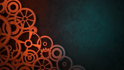 Many gears rotate. Technical 3d background 4k seamless loop with copy space Stock Footage 188560097
