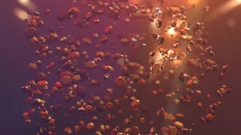Many gems as particles move as concept of luxury life, jewels 4K animation Stock Footage 196081964