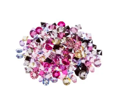 Many of gemstones diamonds, ruby isolated on white. High resolution photo. 库存照片