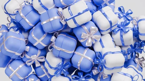 Many gift boxes animation. 3d render, realistic. Present, surprise box Stock Footage 274005140