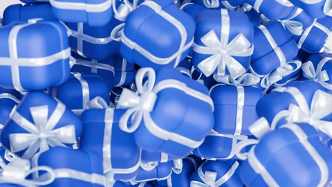 Many gift boxes falling down animation. 3d render, realistic. Present Stock Footage 273581745