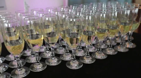 Many glasses of champagne on the table 動画素材 67341538
