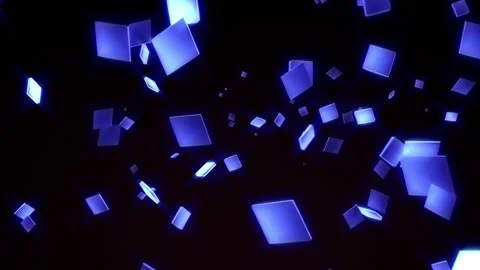 Many glowing blue boxes moving loop on black Stock Footage 157748215