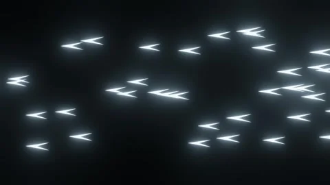 Many Glowing Neon Arrows Flying on Black Background Video stock 337956055