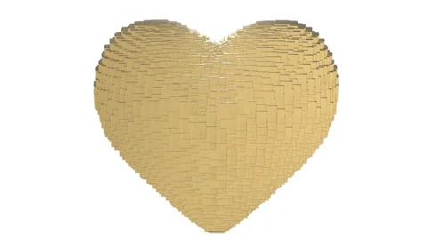 Many gold cubes are formed in a 3d Golden heart which throbs and beats. Stock Footage 63226008