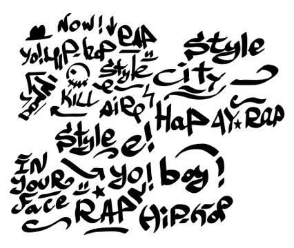 Many graffiti tags on a white background Stock Illustration