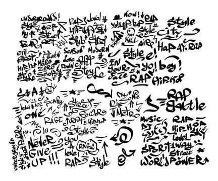 Many graffiti tags on a white background Stock Illustration