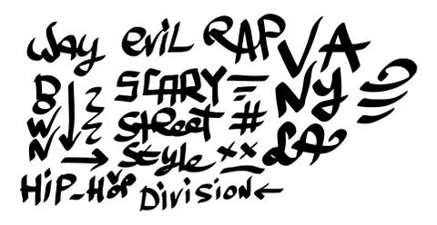 Many graffiti tags on a white background Stock Illustration