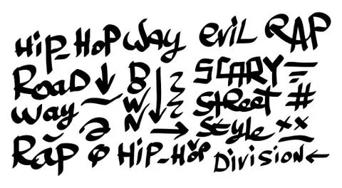 Many graffiti tags on a white background Stock Illustration