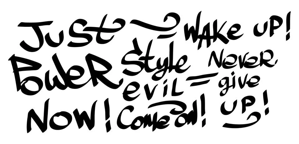 Many graffiti tags on a white background Stock Illustration