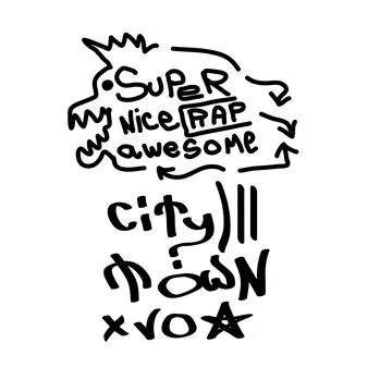 Many graffiti tags on a white background. Vector art. Stock Illustration