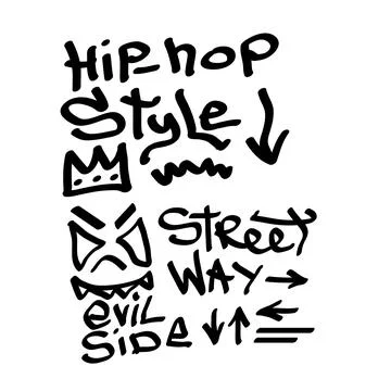 Many graffiti tags on a white background. Vector art. Stock Illustration