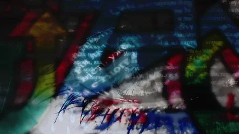 Many graffities - one Eye Mix Video stock 89636156