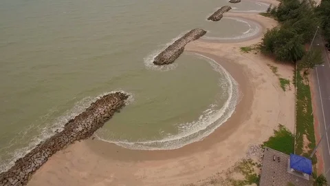 .Many half circle beach at Suchada beach Rayong Stock Footage 115987186