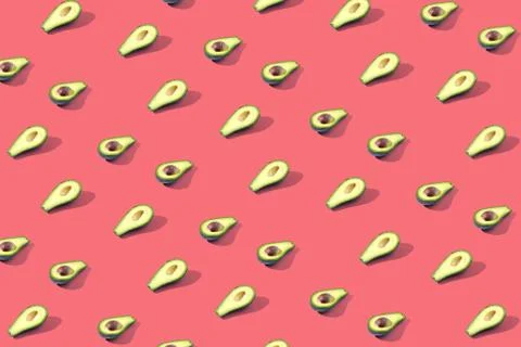 Many halves of avocado, pattern, banner. The procurement of bright background Stock Photos
