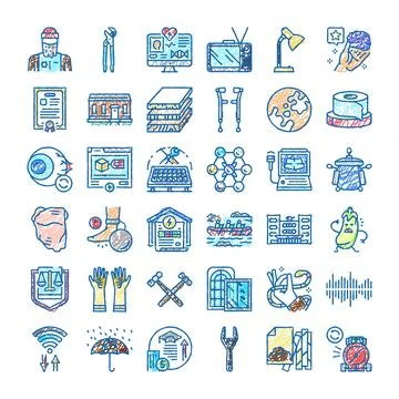 Many hand drawn icon concepts collection Ilustración de archivo