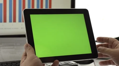 Many hand gestures on green screen tablet. Stock Footage 52015548