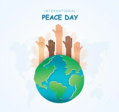 Many hands of different races together  around the earth. Stop racism Stock Illustration