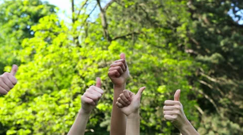 Many hands holding thumbs up Stock Footage 24867006