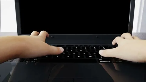 Many hands on keyboard. Workspace. Office work concept. Realistic 4k animation. Stock Footage 74477052