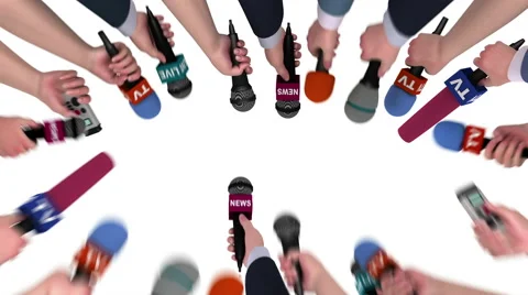 Many hands with microphones, 3D animation, alpha channel Stock Footage 65027273