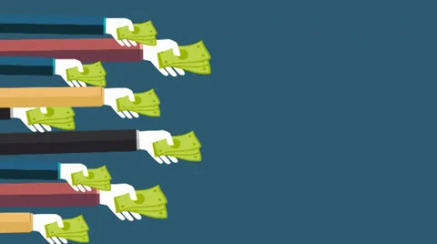 Many hands with money Stock Footage 37367607