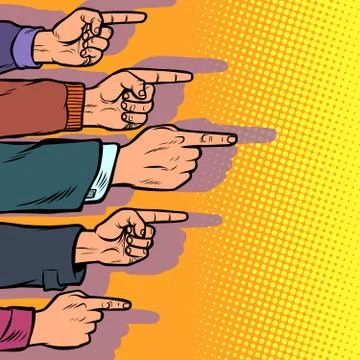 Many hands point the finger Stock Illustration