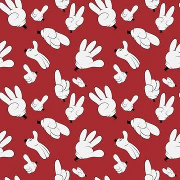 Many hands of Santa in a comic style counting on a red background, illustration, Illustrazione stock