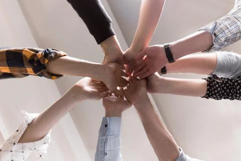 Many Hands Together. Command Concept. Background. Unification Stock Photos