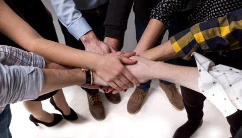 Many Hands Together. Command Concept. Background. Unification Stock Photos