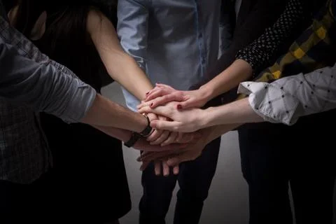 Many Hands Together. Command Concept. Background. Unification Stock Photos