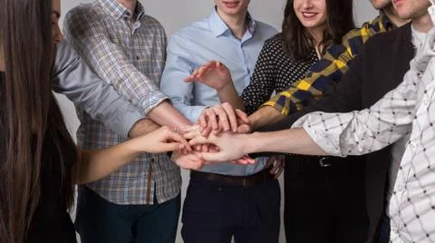 Many Hands Together. Command Concept. Background. Unification Stock Photos