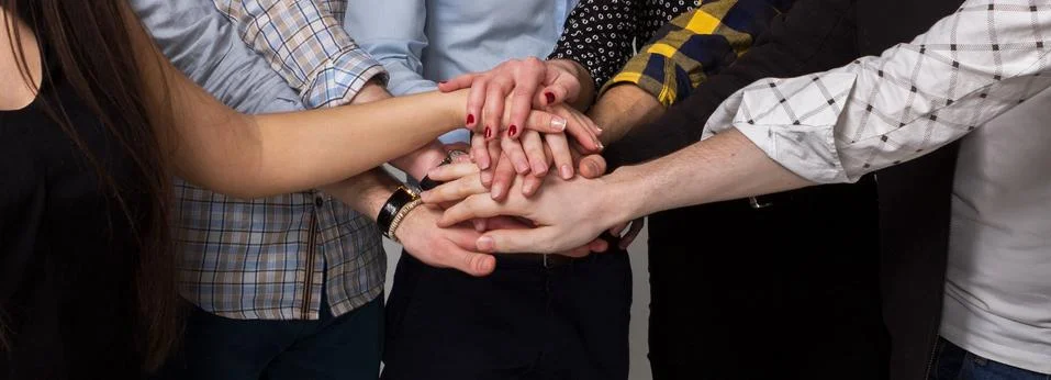 Many Hands Together. Command Concept. Background. Unification Stock Photos