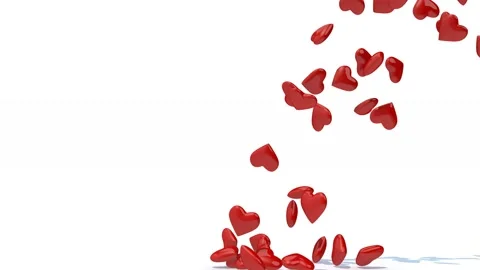 Many heart fall on white background, 3d animation Stock Footage 131511819