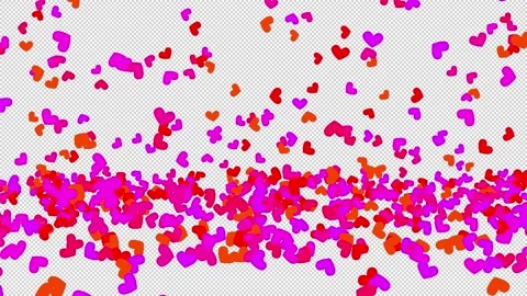 Many hearts fall from above to the floor. Alpha channel Stock Footage 146926617