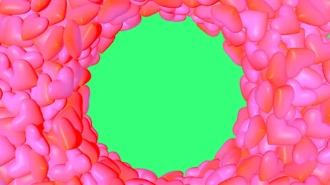 Many hearts fly in different directions on the green monitor. Stock Footage 119338141