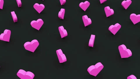 Many Hearts Rotating on black background. Happy Valentines Day Concept Stock-Footage 123126001
