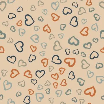 Many hearts seamless vector tile. Valentines day background. Flat design endless Illustrazione stock