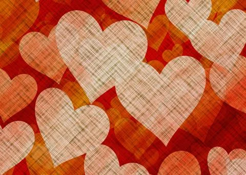 Many Hearts on Textile Texture Stock Illustration