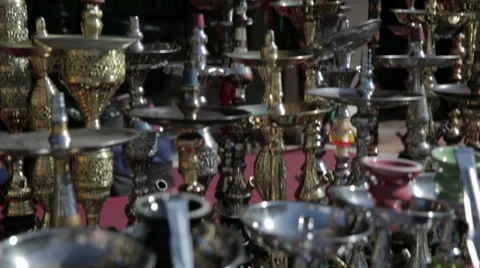 Many hookahs on the market Stock Footage 39541865