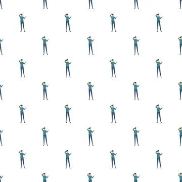 Many identical men thinking about an idea pattern Stock Illustration