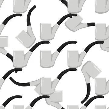 Many identical seamless types smoke pipes different size for tobacco Stock Illustration