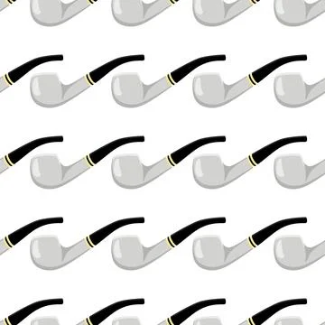 Many identical seamless types smoke pipes different size for tobacco Stock Illustration