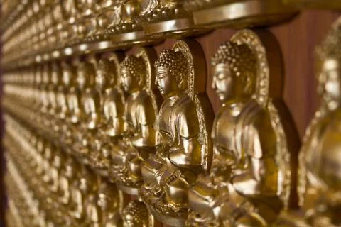 Many image of buddha on wall Stock Photos